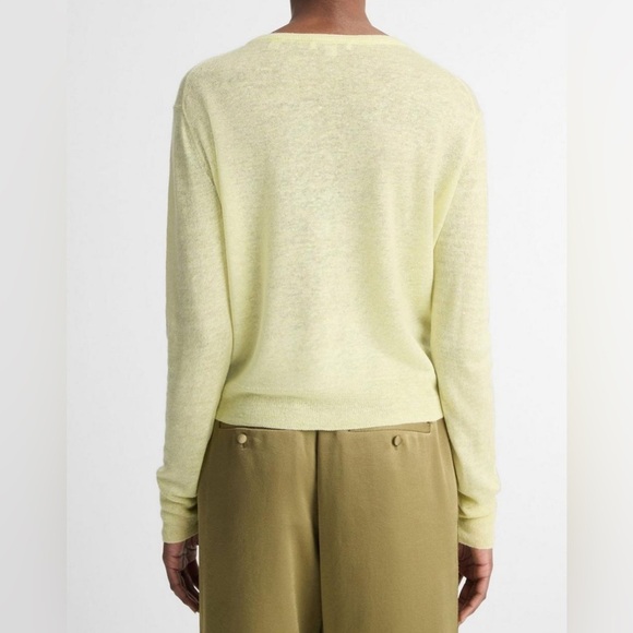 Vince Tissue Weight Linen, Silk, & Cashmere-Blend Top Citrine Size Small - Picture 2 of 8